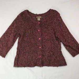 Art and‎ Soul Pink Cardigan Sweater, 3/4 Sleeves, L